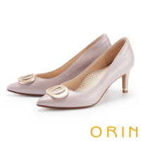 【ORIN】都會造型釦羊皮尖頭高跟鞋(粉紅)
