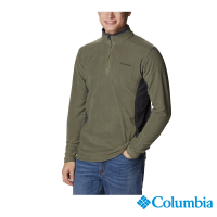 Columbia 哥倫比亞 官方旗艦 男款-Klamath Range™UPF50刷毛半開襟上衣-軍綠(UAE65580AG/HF)