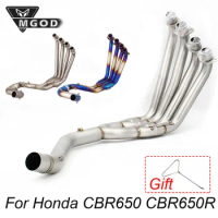 CBR650F CBR650 Motorcycle Exhaust Full Slip-On Front Middle Link Pipe For CB650F CB650R CBR 650 650R PitBike Bike Elbow Modified