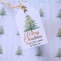 50pcs Foiled Personalised/Personalized Christmas Tags, Christmas Tree Tag, Christmas Sticker, Custom Gift Tag, Christmas Present