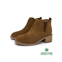 GREEN PINE寒流必穿率性麂皮粗跟女短靴棕色(00329358)