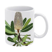 Banksia Flower Native Australian White Mug New Good Quality Print Mug 11 Oz Coffee Cup Banksia Native Australian Flora Flower L