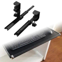 DIY Computer Keyboard Tray Sliding Keyboard Shelf Pull Out Easy Mounting under Desk Slide Out for Typing Office Home Work Mouse
