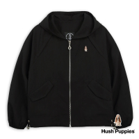 【Hush Puppies】女裝 外套 寬鬆涼感連帽薄外套(黑色 / 43217101)