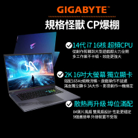 GIGABYTE 技嘉 16吋i7 RTX4060電競筆電(AORUS 16X AKG-53TWC54SH/i7-14650HX/16G/1TB SSD/Win11/QHD)