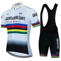 Giro d'Italia Cycling Jersey Set Man MTB Uniform Bike Wear Rainbow stripe Bicycle Clothes Short Cycling Clothing Maillot Culotte