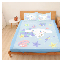 【享夢城堡】雙人加大床包枕套6x6.2三件組(三麗鷗大耳狗Cinnamoroll 捲捲貝殼灣 雲之國度)