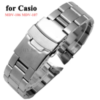 22mm Stainless Steel Watch Strap for Casio MDV-106 MDV-107 Diving Bracelet 2784 Metal Wrist Band Replacement Men Sport WatchBand