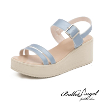 【BalletAngel】悠閒假期楔型涼鞋(藍灰)
