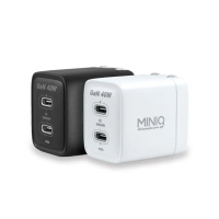 【MINIQ】台灣製造 40W氮化鎵 雙C孔 手機急速快充充電器(雙孔2C /附贈Type-C充電線)