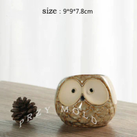 Mold Silicone 3d Small Owl Flower Pots Shape Molds Cement Clay Mould Cute Animals Big Eyes Owl Silicone Rubber PRZY Eco-friendly