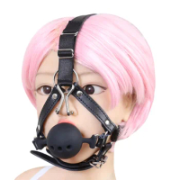 Sexy Hood Silicone Breathable Open Mouth Plug Ball Gag Head Harness Restraint With Nose Hook Adult Couple Flirt Bondage Gags