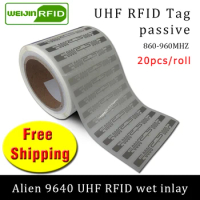 UHF RFID tag sticker Alien 9640 wet inlay 915m868 860-960mhz Higgs3 EPC 6C 20pcs free shipping self-adhesive passive RFID label