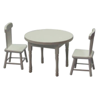 1/12 Scale Doll House Miniature Round Table Chair Set Simulation Furniture Model For Doll House Decoration