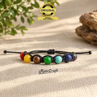 Gelang Aesthetic Batu Giok Alam Akik Kristal Cakra Untuk Wanita Tali Serut Asli Dan Original