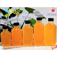 จัดส่งฟรี กทม ขวดพลาสติก ขนาด150,200,220,250และ300ccทรงแบนเรียบ แพ็ค150ใบ พร้อมฝา (สั่งได้2แพ็ค/ออเด