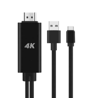 【MAX+】Type-c to 4K UHD高清數位影音轉接線/手機平版電視線黑(黑)