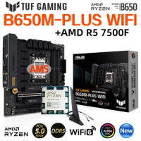 New TUF GAMING B650M PLUS WIFI +AMD R5 7500F CPU DDR5 6400+(OC) MHz M.2 USB3.2 128G WIFI6 BluetoothSocket AM5 Motherboard