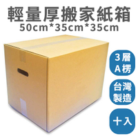 【速購家】輕量厚搬家紙箱 三層A楞 側搬運孔 50*35*35cm 中容量 搬家箱 台灣製 開發票