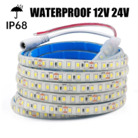 IP68 Waterproof LED strip Light 12V 24V 2835 120Leds Flexible LED Tape with Adhesive Underwater Outd