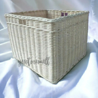 Keranjang rotan kotak persesegi besar jumbo penyimpanan barang serbaguna keranjang laundry 45x45x35 