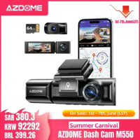 AZDOME Dash Cam M550 4K+1080P Built-in GPS WiFi Car Dash Camera Front Inside Rear 3 Way IR Night Vision Car DVR Support Rear Cam