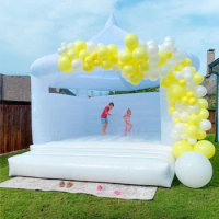 15FT Commercial Rental Inflatable White Bounce House &amp; Blower All PVC Jumping Castle For Outdoor Adult Kids Party Wedding