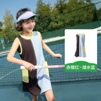 KK樹兒童裙速幹防曬女孩運動透氣網球連身裙背心裙兒童網球速幹