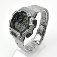 CASIO手錶 世界地圖銀色電子鋼錶【NECE60】