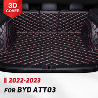 Auto Full Coverage Trunk Mat For BYD Atto 3 2022 2023 Leather Car Boot Cover Pad Cargo Liner Interior Protector Accessories