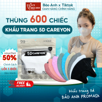 [ Thùng 600 Cái ] Khẩu Trang 5D CAREYON Chống Tia UV, Khẩu Trang Y Tế 3 Lớp Kháng Khuẩn Cao Cấp
