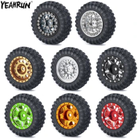 YEAHRUN 4Pcs Rubber Tires with Metal Wheel Rims &amp; Adapter For Kyosho Mini-Z 4x4 1/18 Jimny 1/24 Wrangler Hilux Surf RC Car