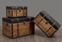 現貨✅復古箱子擺件實木收納裝飾儲物箱定制藏寶箱百寶箱海盜小木箱帶鎖