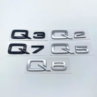 3D Letters Numbers Emblem for Audi A3 A4 A5 A6 A7 A8 Q2 Q3 Q5 Q7 Car Trunk Lid Nameplate Badge Logo Sticker Chrome Glossy Black