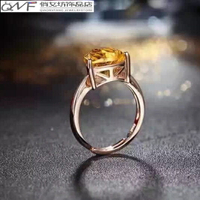 黃水晶戒指女心形純銀仿真鉆戒求婚表白鉆石時尚個性ins輕奢禮物
