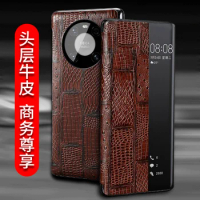 For Huawei Mate40 Genuine Flip Leather Case For Huawei Mate 40 30 P40 Pro Plus Phone Protection Hybrid True Leather Cover Cases