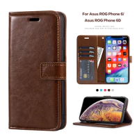 PU Leather Flip Case For Asus ROG Phone 6 Card Holder Silicone Photo Frame Case Wallet Cover For Asus ROG Phone 6D Case