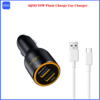 iCH2055 Original Vivo iQOO 55W Flash Charge Car Charger Dual port output USB interfaces For X60 x70 Pro+ iqoo 3 5 Z3 Neo5 SE