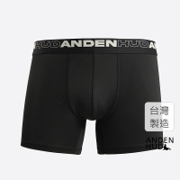 【Anden Hud】男款_吸濕排汗機能系列．長版腰帶平口內褲(黑-框字緊帶)