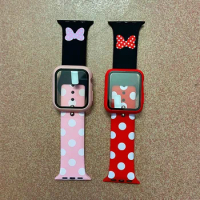 Case+Strap For Apple Watch Band 44mm 40mm 38mm 42mm 41 45mm Cartoon Printing Silicone Bracelet iWatch 8 7 6 SE 5 4 3 Ultra 49mm