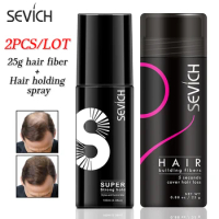 Sevich 2pcs/lot Hair Fiber Set 25g Hair Building Fiber + Hair Holding Spray Keratin Powders Hair Regrowth Treatment Instant