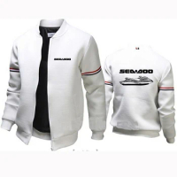 2024 Spring Autumn Men Sea Doo Seadoo Moto Logo Print Simplicity Casual Stand Collar Long Sleeve Flight Jacket Zipper Loose Coat