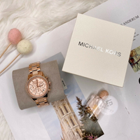 樂天卡滿5千回饋10%｜美國代購  台灣現貨 MK 腕錶 MK6598 三眼鑲鑽時尚精品手錶