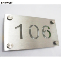 Laser Cut Brushed Stainless Steel House Number Plate