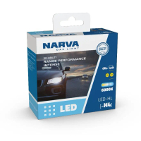 NARVA หลอดไฟหน้ารถยนต์ ขั้ว H1 H3 H4 H7 H11 HB3/HB4 HIR2 H8/11/16,+150% LED 6000K (12V และ 24V) แถมฟ