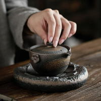 手抓壺陶瓷蓋碗泡茶碗粗陶復古功夫茶茶具泡茶壺小茶壺一人用單壺
