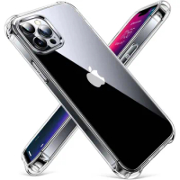Clear Case for iPhone 12 Pro Max Apple 14 Pro Case Crystal Transparent TPU Shockproof Cover for iPhone 13 Mini 11 SE 2020 6 7 8