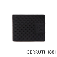 【Cerruti 1881】義大利百年精品 義大利頂級小牛皮4卡零錢袋短夾皮夾 CEPU05540M(黑色 贈禮盒提袋)
