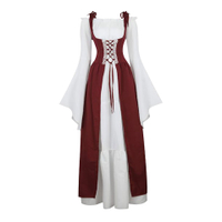 New   Hot European and American Square Collar Binding Waist Medieval Renaissance R Dress Halloween C