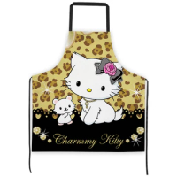 Sanrio Charmmy Kitty Kitchen Household Cooking Apron Women Oil-proof Waterproof Adult Waist Fashion Coffee Avental De Cozinha